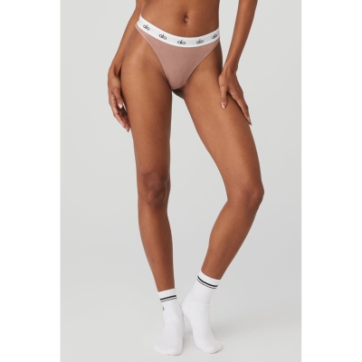 Ropa Interior Alo Yoga Icon High-Cut Tanga Mujer Smoky Quartz | MX-72BXSF