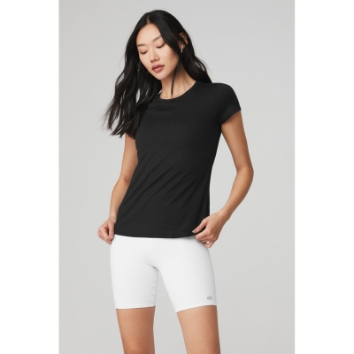 Short Sleeve Alo Yoga Alosoft Finesse Tee Mujer Negros | MX-18CQTW