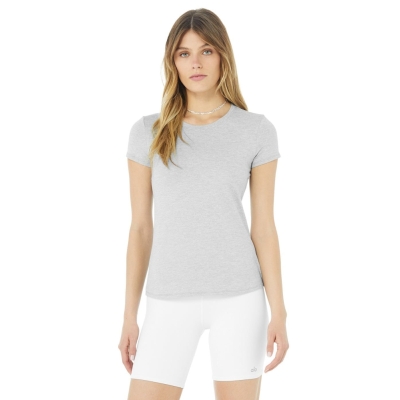 Short Sleeve Alo Yoga Alosoft Finesse Tee Mujer Grises | MX-30ZVUJ