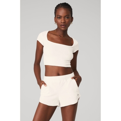 Short Sleeve Alo Yoga Terry Beachside Mujer Blancos | MX-82FYPQ