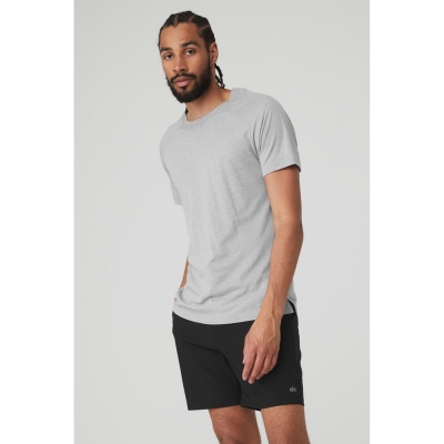 Short Sleeve Alo Yoga The Triumph Crew Neck Tee Hombre Grises | MX-36RQVL