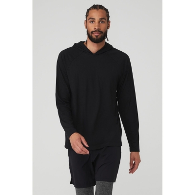 Sudadera Con Capucha Alo Yoga Core Encapuchado Runner Hombre Negros | MX-48RJSV