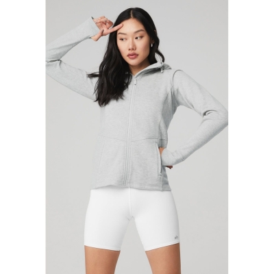 Sudadera Con Capucha Alo Yoga Foundation Zip Mujer Grises | MX-06MCUV