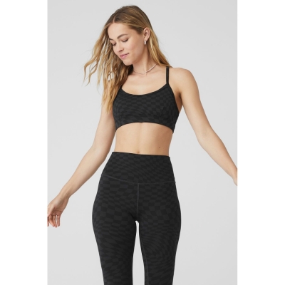 Sujetadores Alo Yoga Jacquard Checkered Gratitude Mujer Negros Grises | MX-81MJID