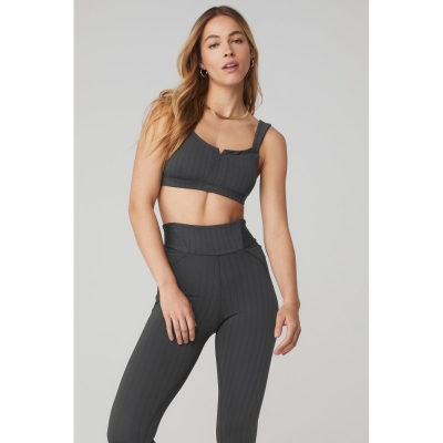 Sujetadores Alo Yoga Pinstripe Jacquardtivate Mujer Grises Negros | MX-53BOMT