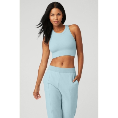 Sujetadores Alo Yoga Seamless Delight High Neck Mujer Azules | MX-13LVBQ