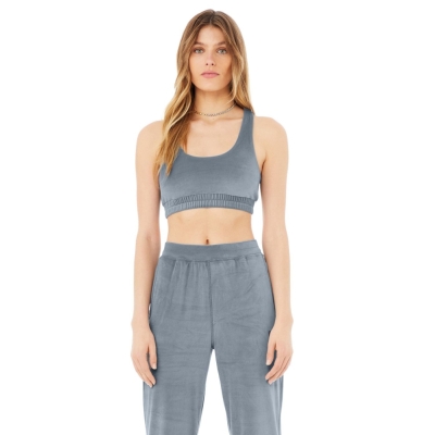 Sujetadores Alo Yoga Velour Glimmer Scoop Neck Mujer Azules | MX-09RDLN