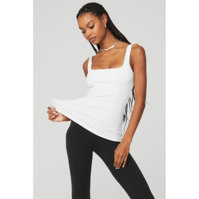 Tank Top Alo Yoga Acanalado Minimalist Mujer Blancos | MX-31NLGR