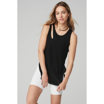 Tank Top Alo Yoga Acanalado Peak Mujer Negros | MX-87OBWT