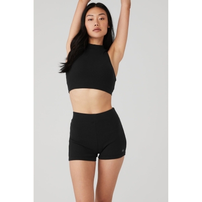 Tank Top Alo Yoga Goddess Rib Cropped Dynamite Mujer Negros | MX-61ZCEM