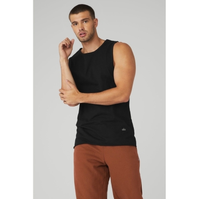 Tank Top Alo Yoga Society Hombre Negros | MX-79GXHC