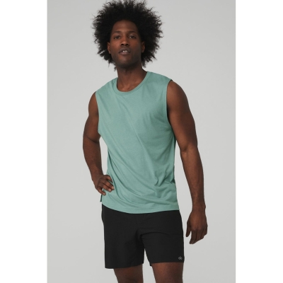 Tank Top Alo Yoga The Triumph Muscle Hombre Azules | MX-14THOZ