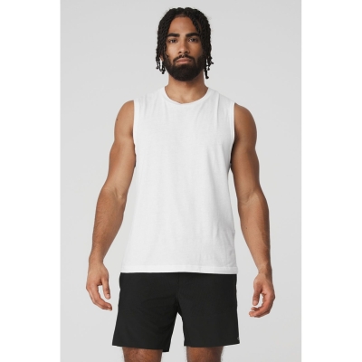 Tank Top Alo Yoga The Triumph Muscle Hombre Blancos | MX-45ZBKA