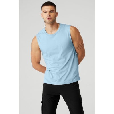 Tank Top Alo Yoga The Triumph Muscle Hombre Azules | MX-96MAZR