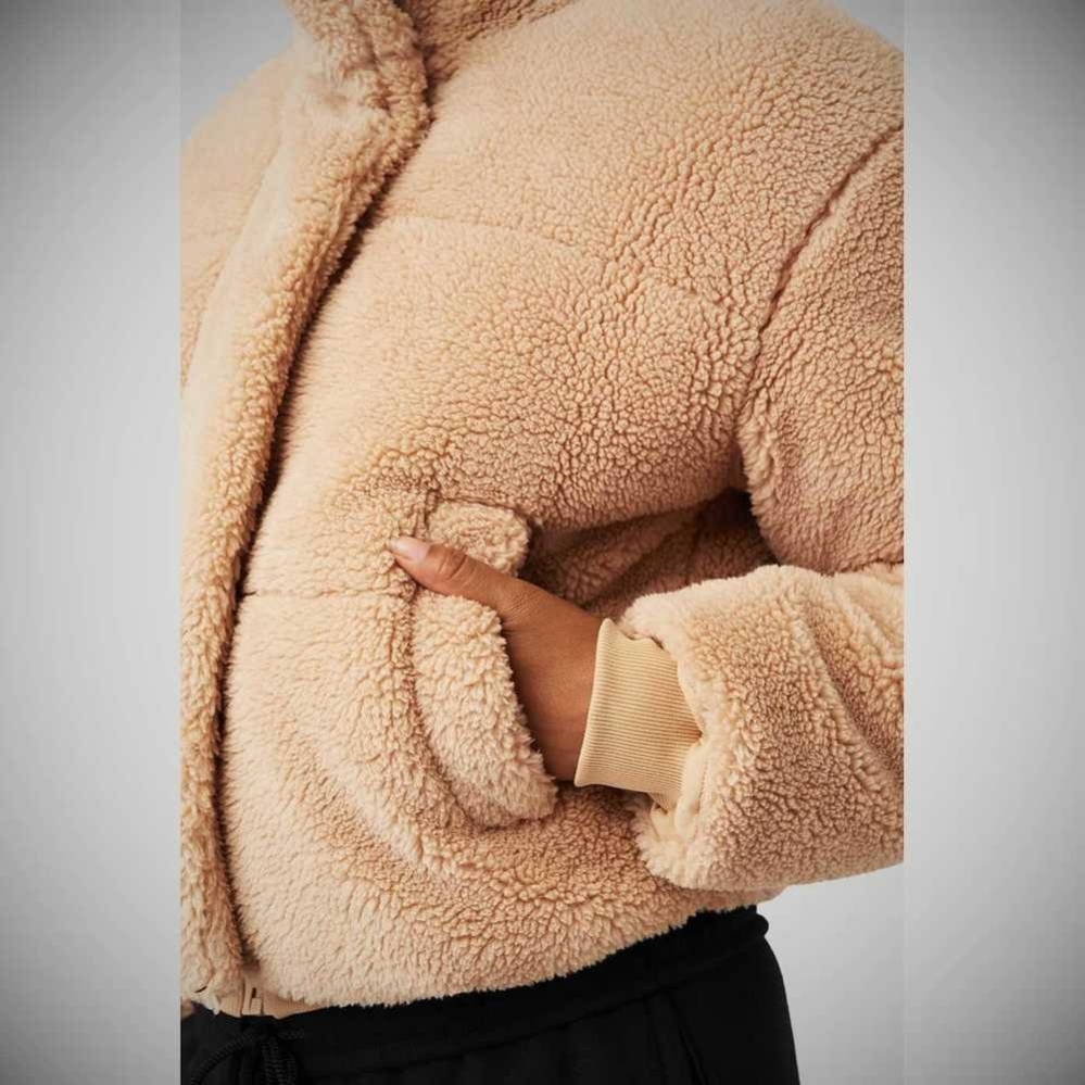 Abrigos Alo Yoga Sherpa Snow Angel Puffer Mujer Camel | MX-28PFUV