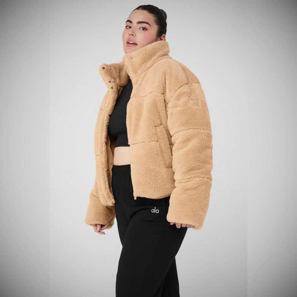 Abrigos Alo Yoga Sherpa Snow Angel Puffer Mujer Camel | MX-28PFUV