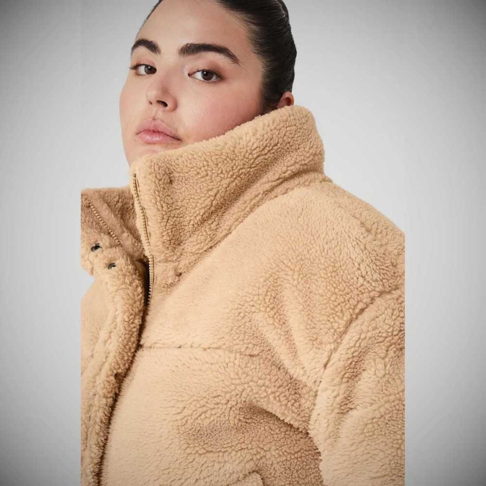 Abrigos Alo Yoga Sherpa Snow Angel Puffer Mujer Camel | MX-28PFUV