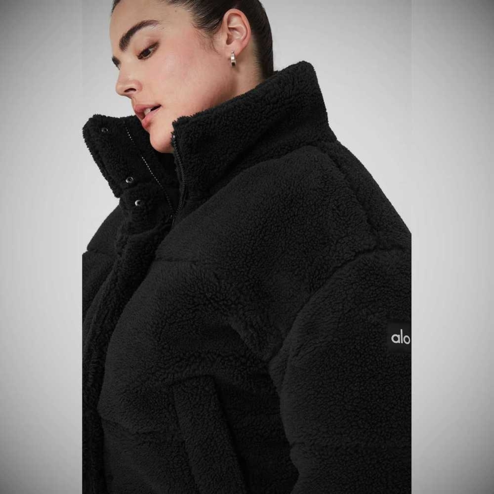 Abrigos Alo Yoga Sherpa Snow Angel Puffer Mujer Negros | MX-82FCSX