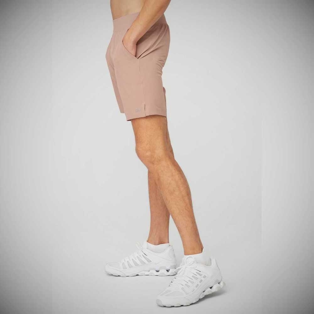 Bermudas Alo Yoga 7'' Repetition Hombre Rosas Grises | MX-23JQEL