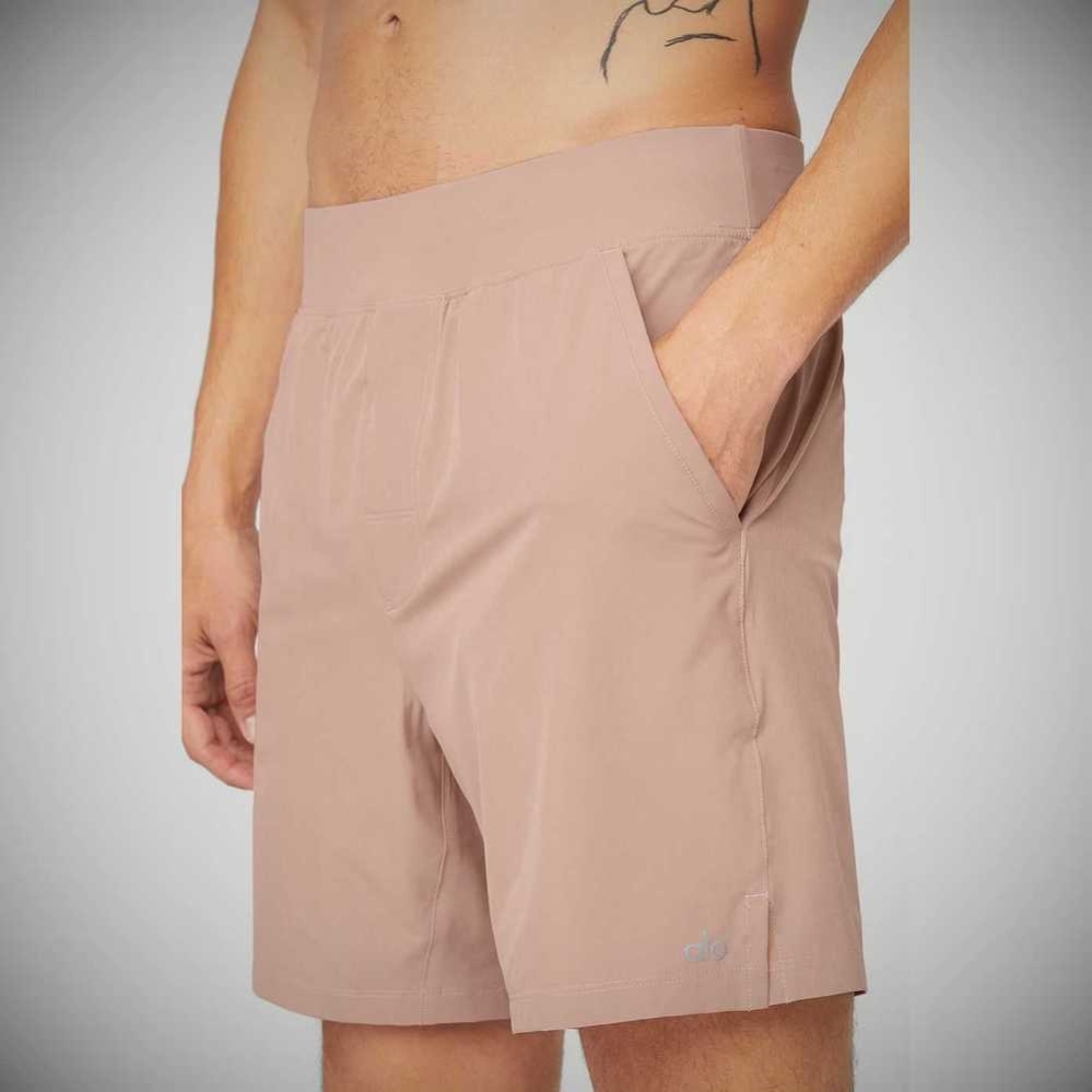 Bermudas Alo Yoga 7'' Repetition Hombre Rosas Grises | MX-23JQEL