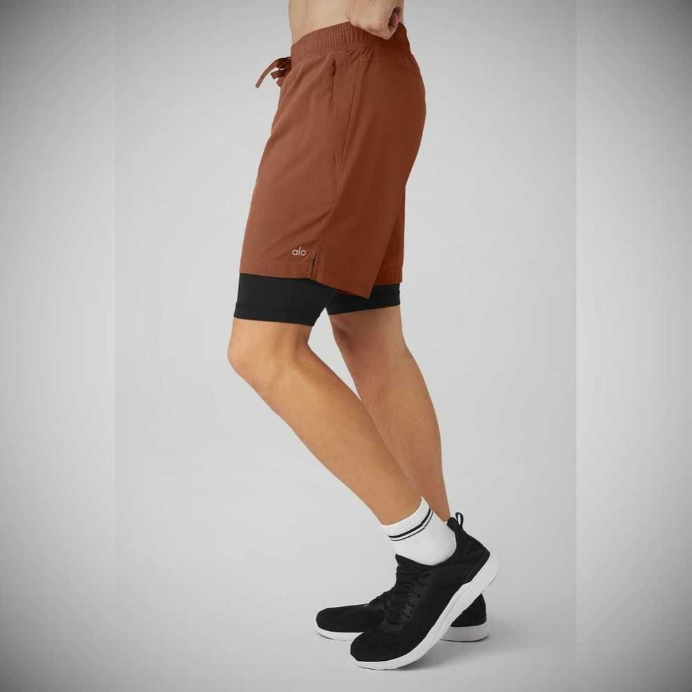 Bermudas Alo Yoga 7'' Unity 2 In 1 Hombre Negros | MX-24JRHI