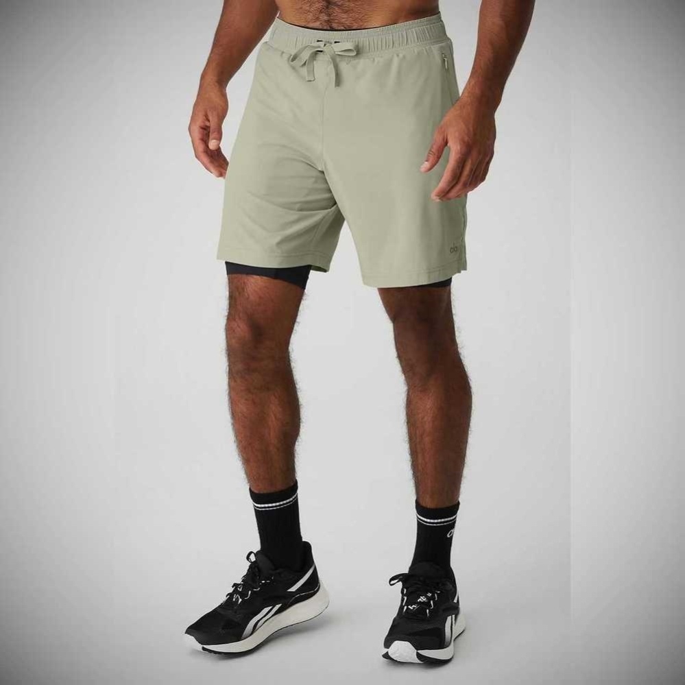 Bermudas Alo Yoga 7'' Unity 2 In 1 Hombre Grises Negros | MX-91FIST