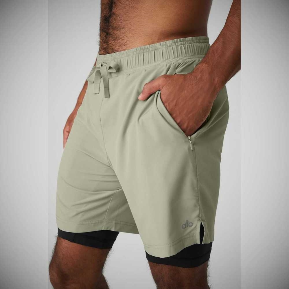 Bermudas Alo Yoga 7'' Unity 2 In 1 Hombre Grises Negros | MX-91FIST