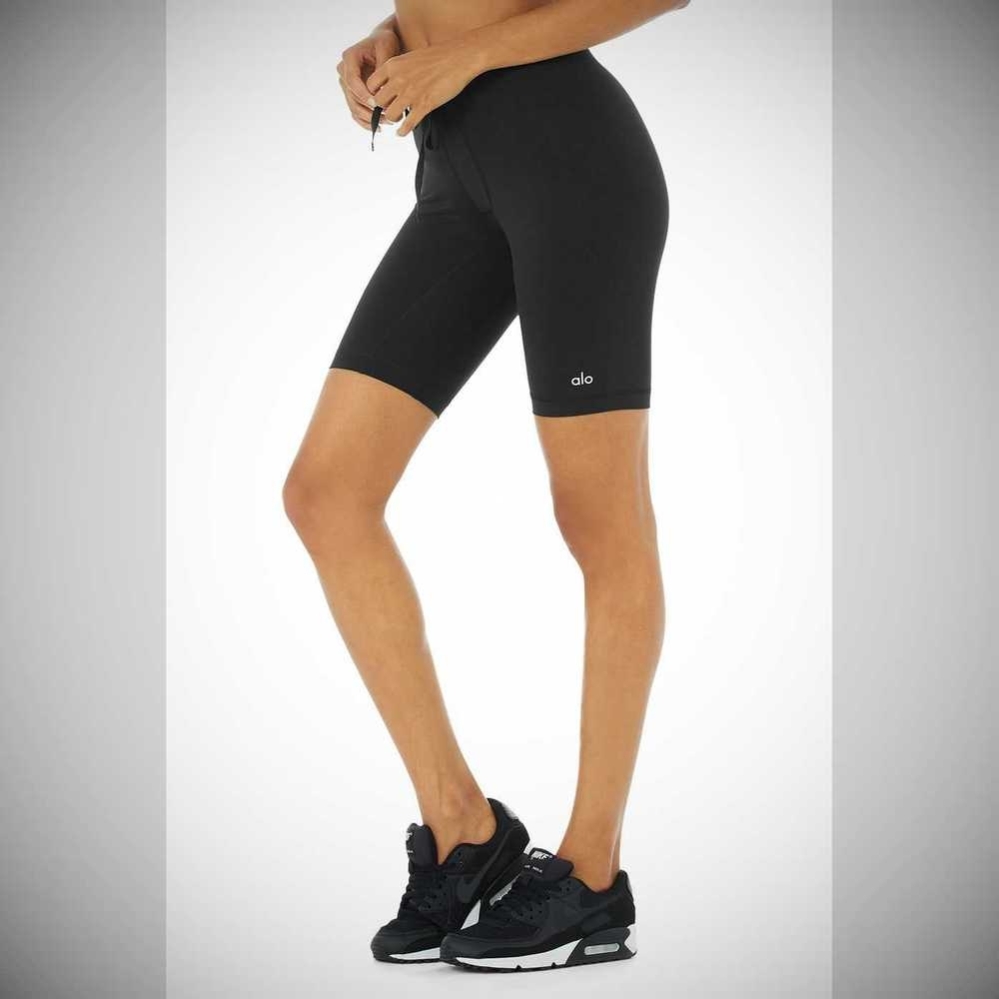 Bermudas Alo Yoga 9” Warrior Compression Mujer Negros | MX-37HJXS