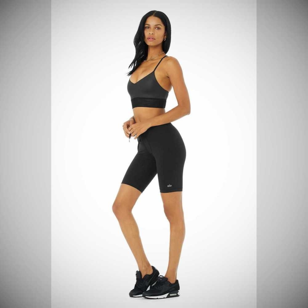 Bermudas Alo Yoga 9” Warrior Compression Mujer Negros | MX-37HJXS