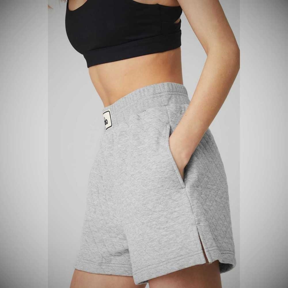 Bermudas Alo Yoga Acolchado Arena Boxing Mujer Grises | MX-23RAZT