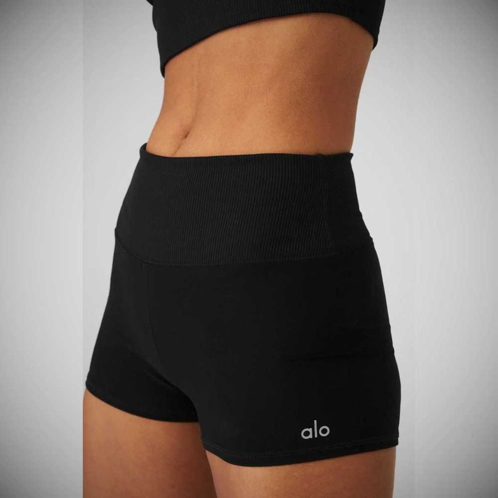 Bermudas Alo Yoga Alosoft Aura Mujer Negros | MX-23QPDO