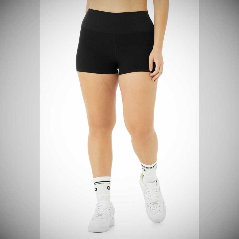 Bermudas Alo Yoga Alosoft Aura Mujer Negros | MX-23QPDO