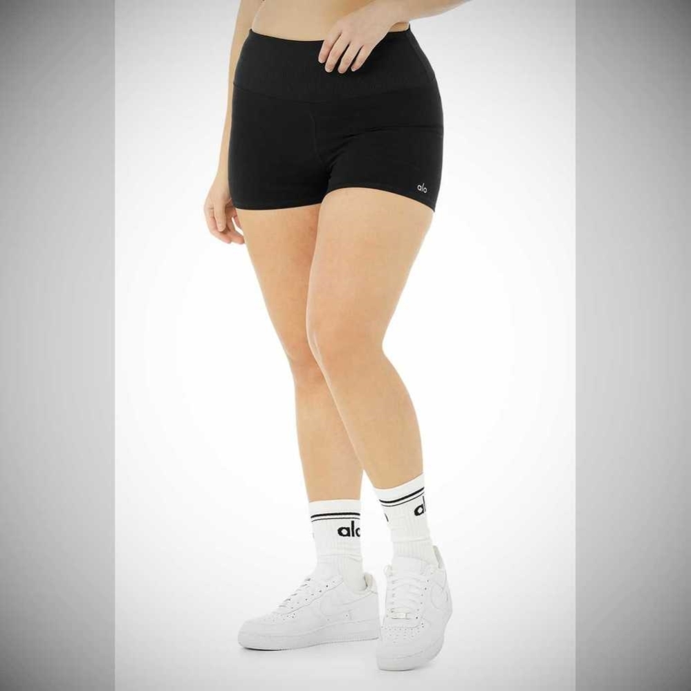 Bermudas Alo Yoga Alosoft Aura Mujer Negros | MX-23QPDO