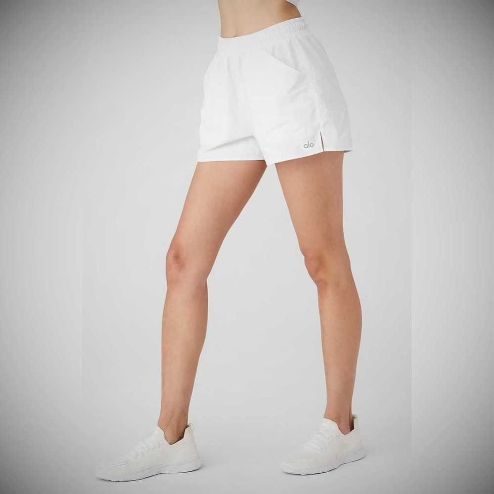 Bermudas Alo Yoga Alumni Mujer Blancos | MX-78UJPE