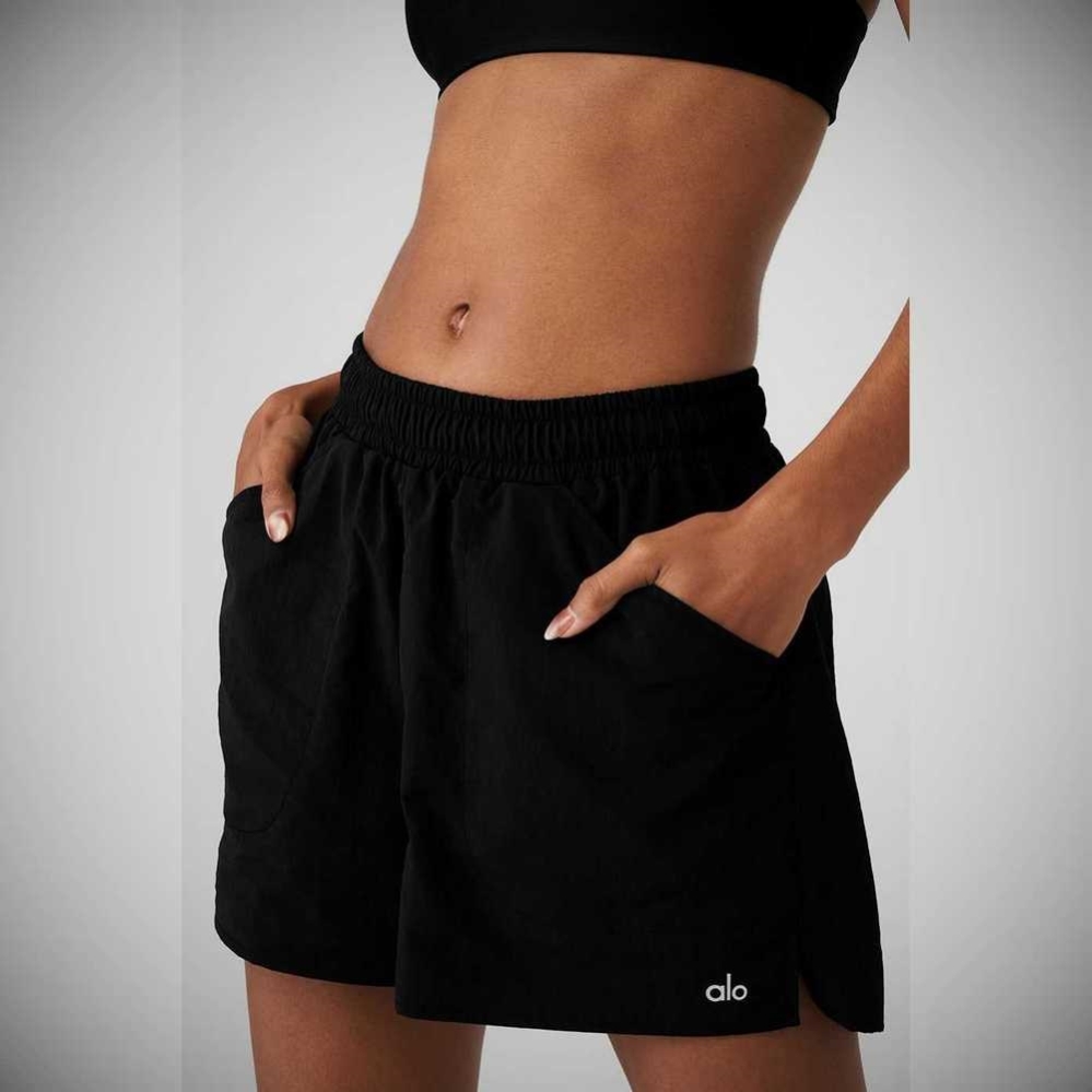 Bermudas Alo Yoga Alumni Mujer Negros | MX-97VUTY