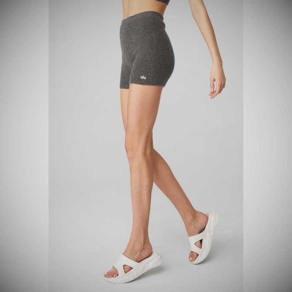 Bermudas Alo Yoga Cashmere Acanalado Staycation Mujer Grises | MX-79VYFO