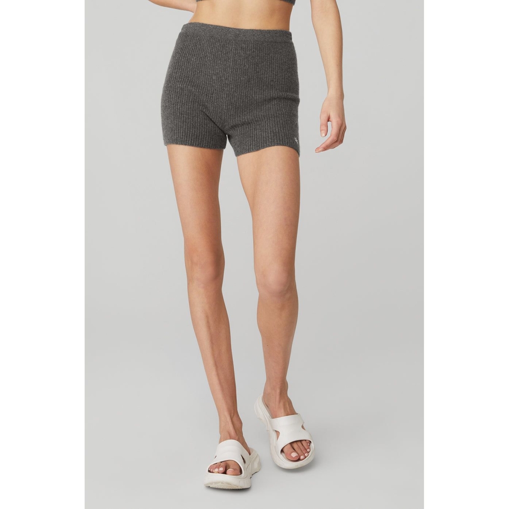 Bermudas Alo Yoga Cashmere Acanalado Staycation Mujer Grises | MX-79VYFO