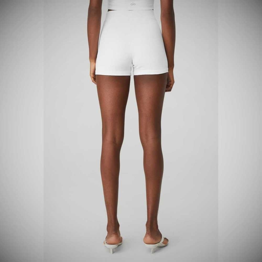 Bermudas Alo Yoga Goddess Acanalado High-Cintura Hot Mujer Blancos | MX-43GPZJ