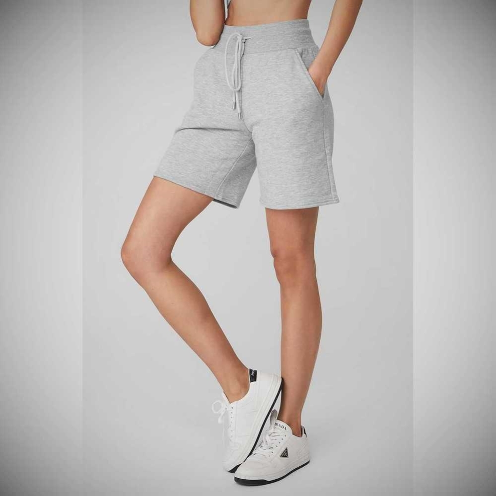 Bermudas Alo Yoga High-Cintura Easy Sweat Mujer Grises | MX-08QBGE