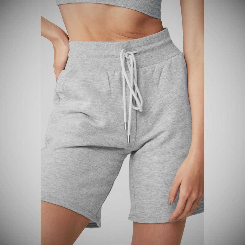 Bermudas Alo Yoga High-Cintura Easy Sweat Mujer Grises | MX-08QBGE