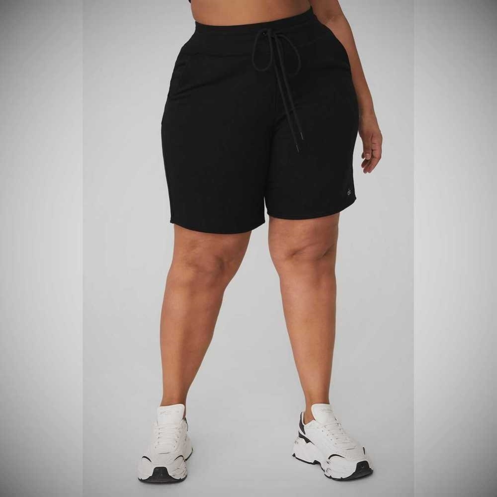 Bermudas Alo Yoga High-Cintura Easy Sweat Mujer Negros | MX-09LDPS