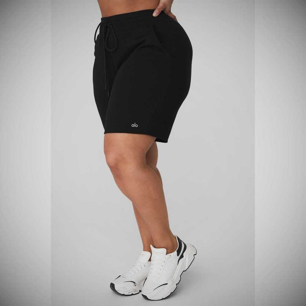 Bermudas Alo Yoga High-Cintura Easy Sweat Mujer Negros | MX-09LDPS