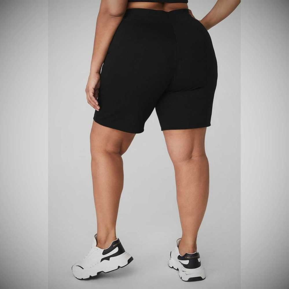 Bermudas Alo Yoga High-Cintura Easy Sweat Mujer Negros | MX-09LDPS