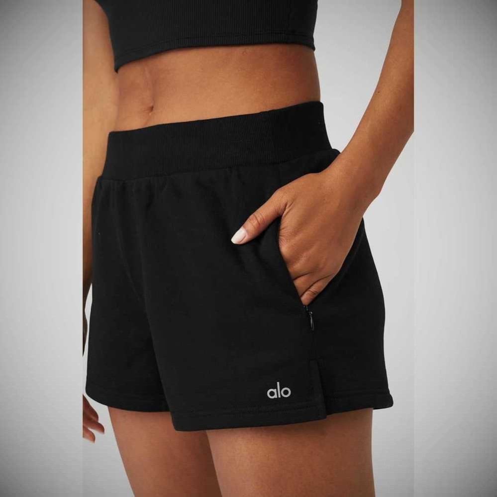 Bermudas Alo Yoga High-Cintura Headliner Mujer Negros | MX-58PCJS