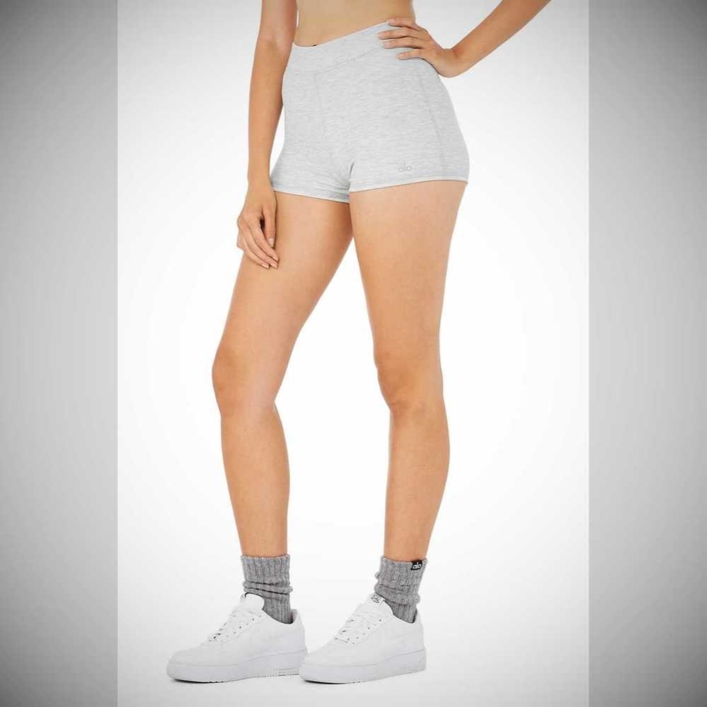 Bermudas Alo Yoga Micro Waffle Pleasant Boy Mujer Grises | MX-27BLVF