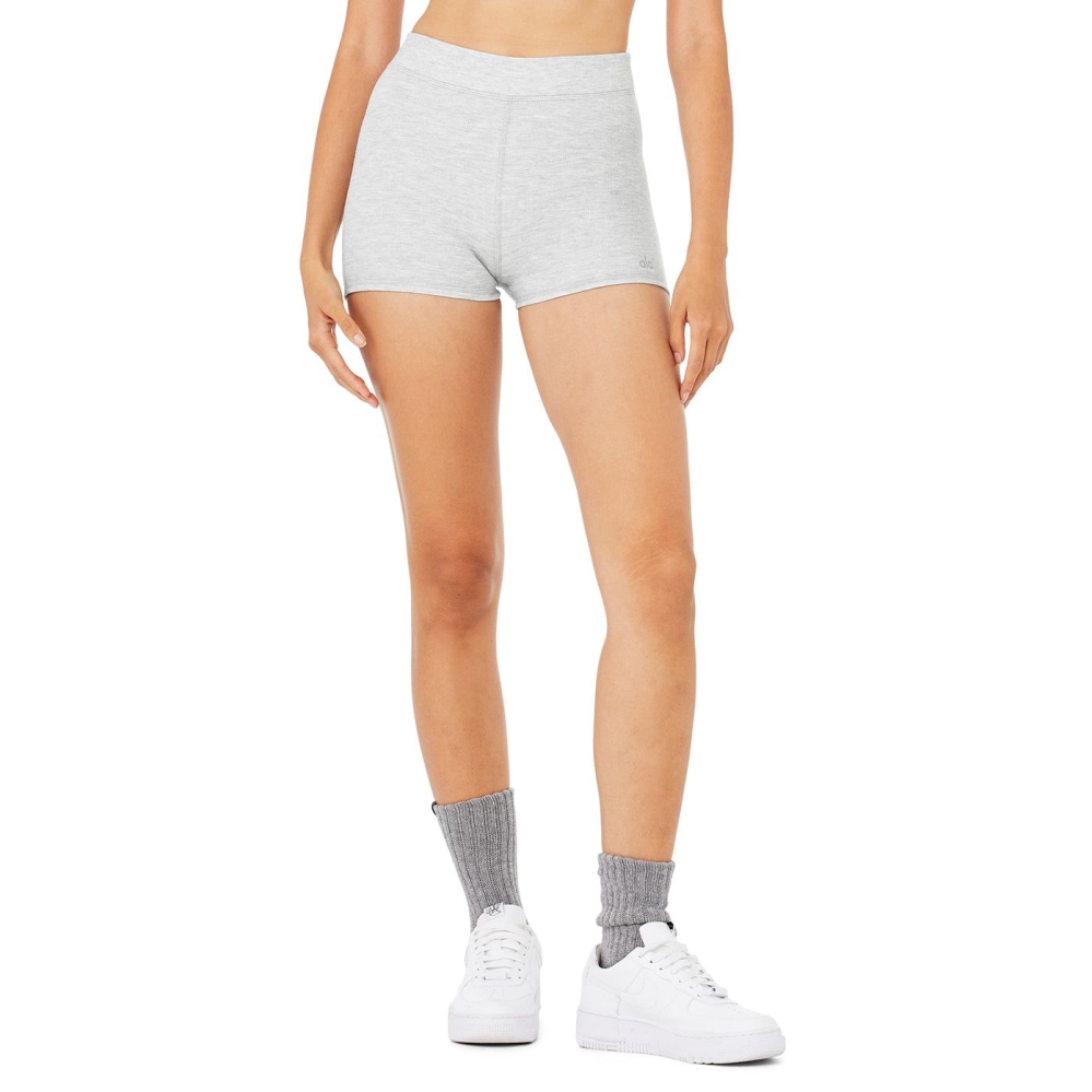 Bermudas Alo Yoga Micro Waffle Pleasant Boy Mujer Grises | MX-27BLVF