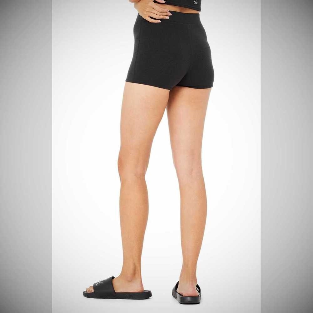 Bermudas Alo Yoga Micro Waffle Pleasant Boy Mujer Negros | MX-73CYMB