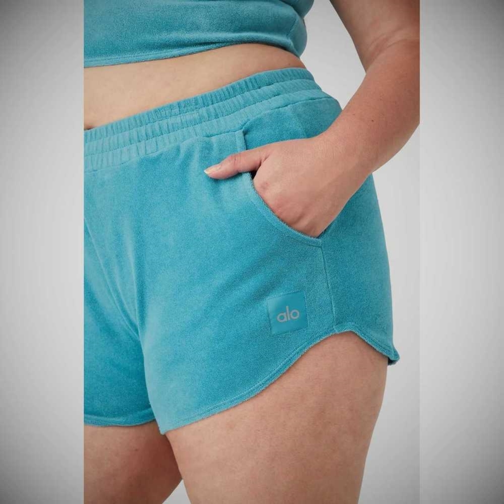 Bermudas Alo Yoga Terry High-Cintura Beachside Mujer Azules | MX-15VRIW