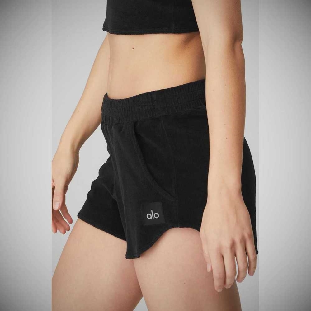 Bermudas Alo Yoga Terry High-Cintura Beachside Mujer Negros | MX-58VOGW