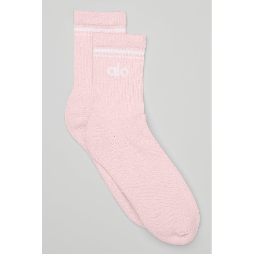 Calcetines Alo Yoga Half-Crew Throwback Hombre Rosas Blancos | MX-05MHTG